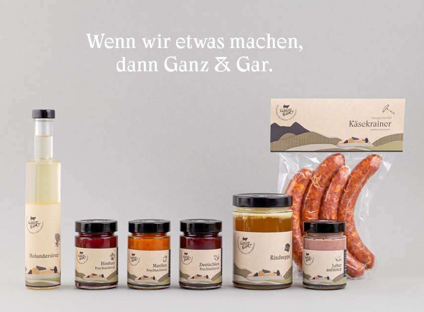 Markenentwicklung und Verpackungsdesign Ganz&Gar Lebensmittel