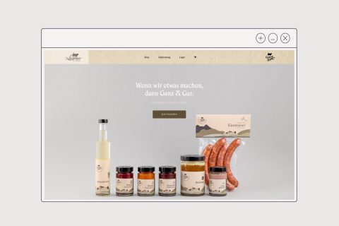 Website mit Online Shop Lebensmittelmarke Ganz&Gar
