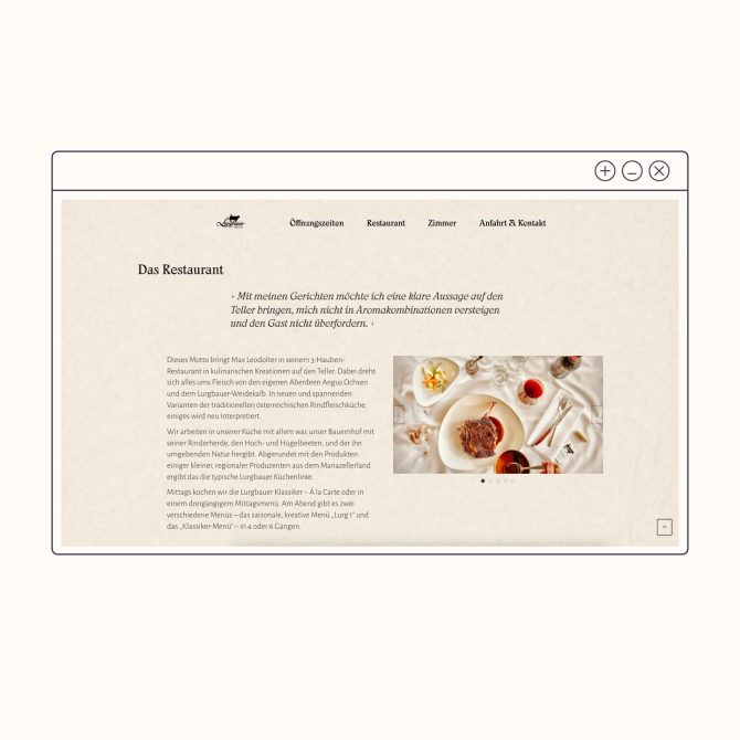Design der Restaurant Website Lurgbauer